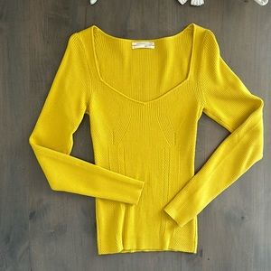Anthropologie yellow sweetheart neck sweater